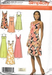4630 SIMPLICITY STRAPPY / SLEEVELESS EMPIRE DRESS LENGTHS PATTERN 14-20